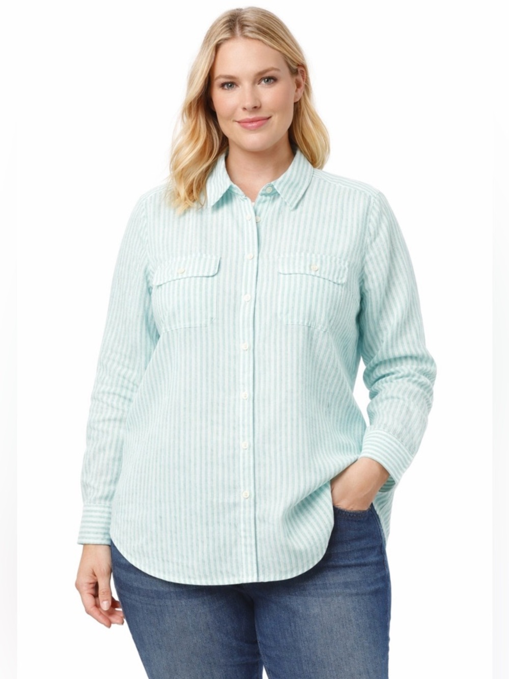 Chaps | Linen Blend Button-down Size 1X EUC